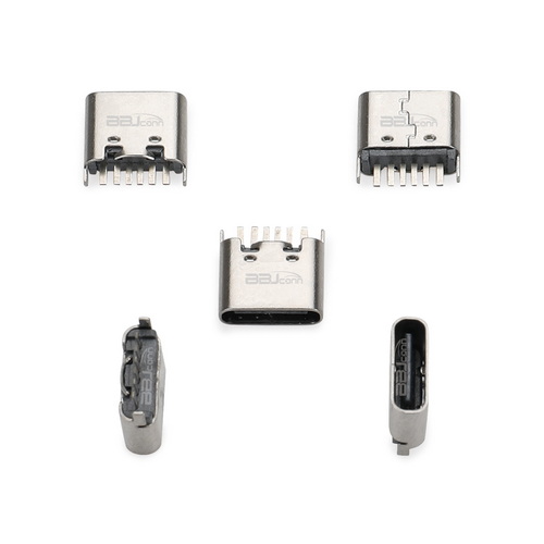 TYPE-C 6PIN 母座立式插板H=6.8-腳長1.5--(UC.01.13-1B-0001)