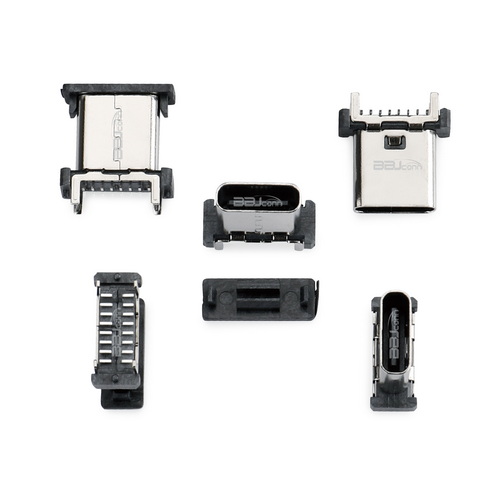 Type-C 16PIN母座 直立式 SMT 四腳插帶柱 H=9.3--UC.01.61-1K-0009_調整大小